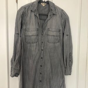 Anthropologie Cloth & Stone Shirt Dress, Grey Tencel XS